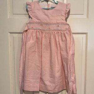 Girls seersucker smocked dress
